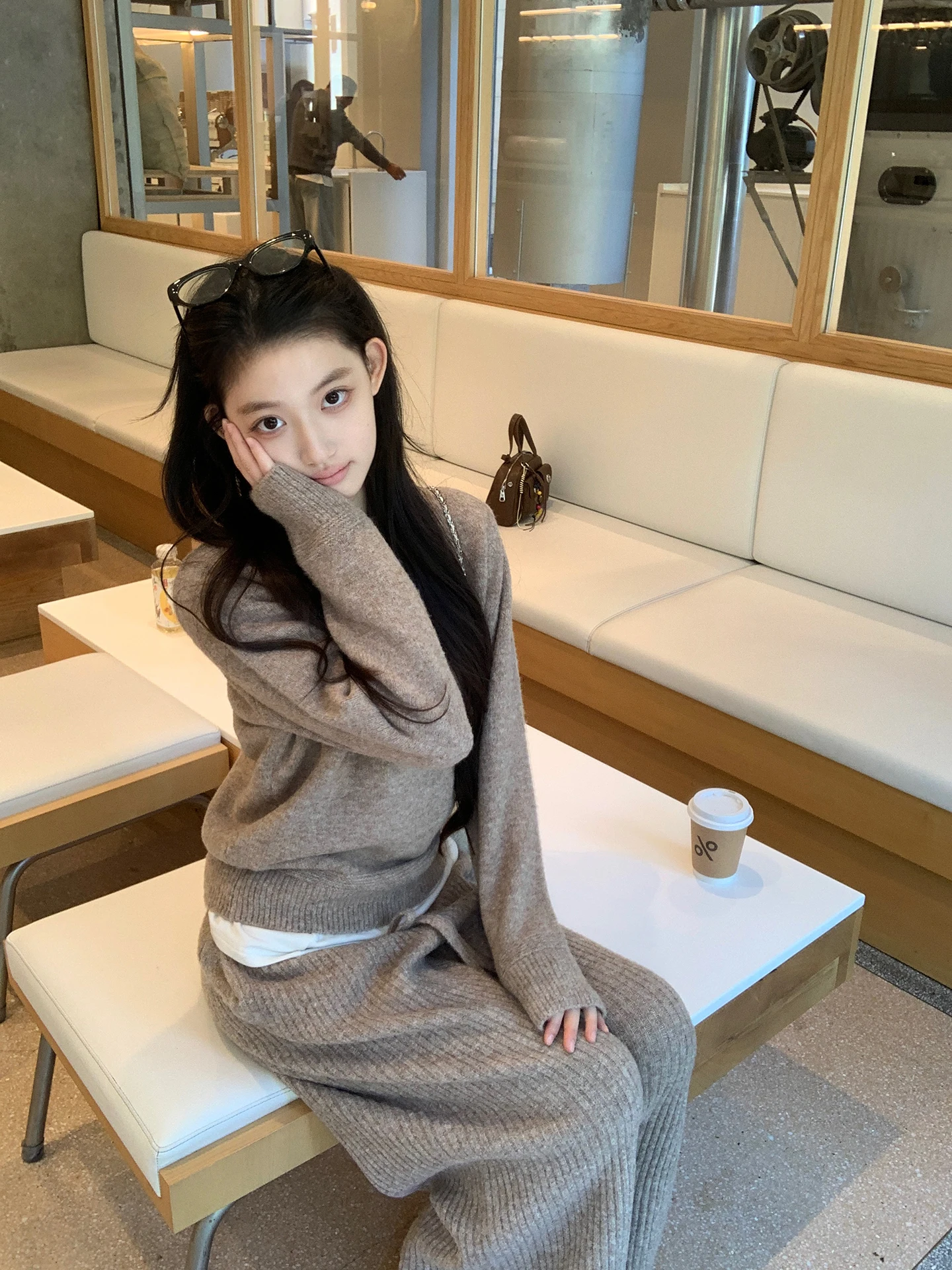 Slimming Lazy Sle Women's Knitwear Winter Outerwear Inner Match High-End Feeling Straight Tube ape Long Sve Regular Th...