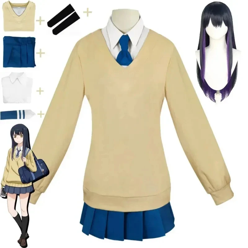 w,3;f'5\b/Anime Mieruko Chan Yotsuya Miko Cosplay Costume JK Japanese School Uniforms Hoodies Shirt Wig Woman Lovely K6;h\b.8'k/ view 2