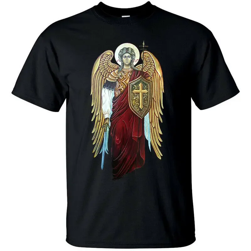 Saint Michael The Archangel Knight of God Catholic Christian T-Shirt. Premium Cotton Short Sleeve O-Neck Mens T Shirt New S-3XL