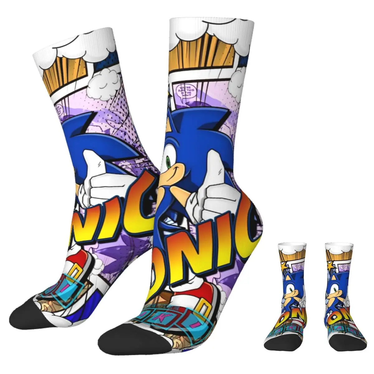 Men's Socks S-Sonic The Hedgehog Stockings Autumn Funny Soft Breathable Socks Graphic Climbing Non Skid Socks