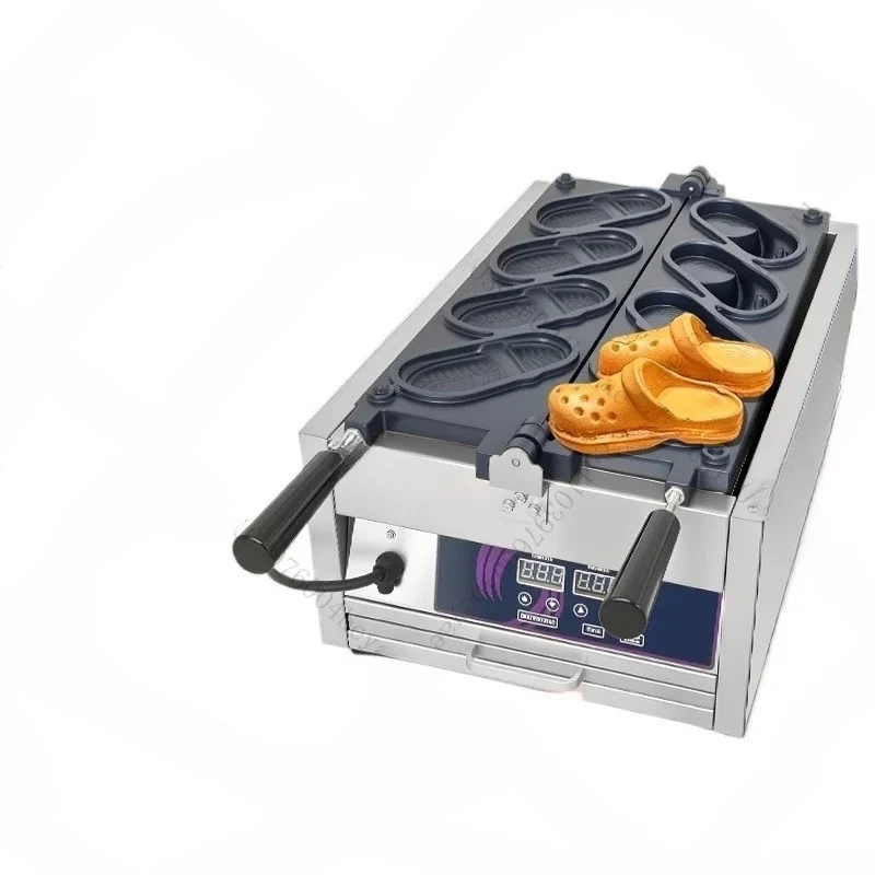 For Stainless Steel Crocs Shape Waffle Maker - Non-Stick 3D Hole Design Waffle Iron for Diy Funny Shoe Pattern Pancake