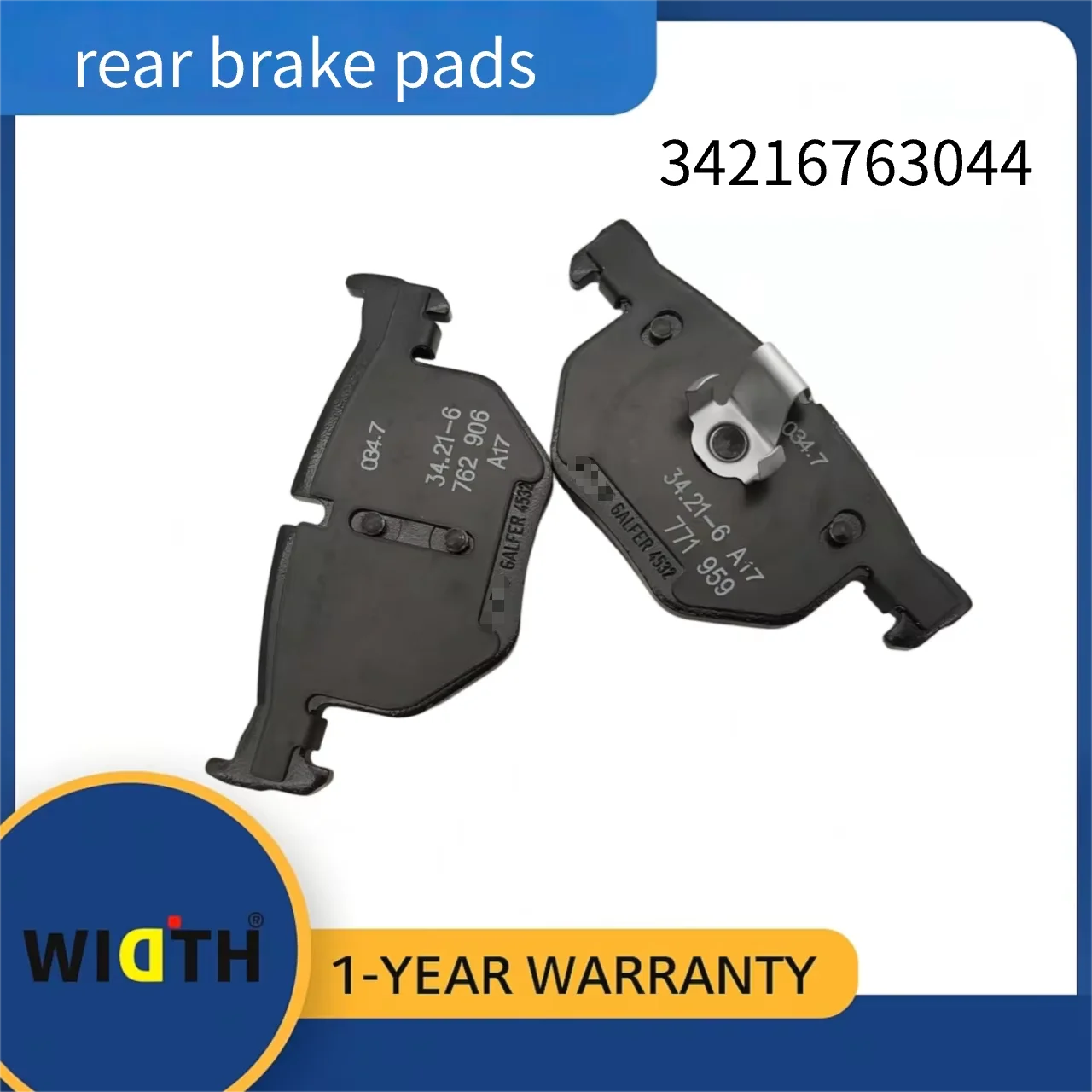 34216763044 34216763043 Rear Brake Pad Set (4 Pieces) for BMW 523i 525i 530i 520Li 523Li 525Li 530Li 630i 1993-2009