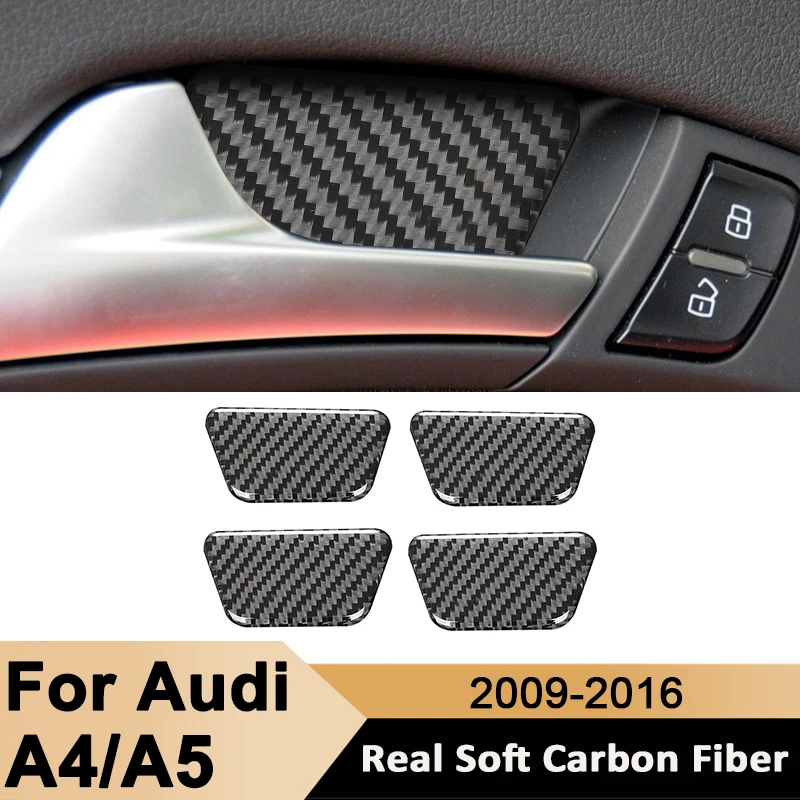 

For Audi A4 A5 2009-2016 Carbon Fiber Auto Door Inner Pull Handle Bowl Ring Cover Decorative Sticker Car Interior Accessories