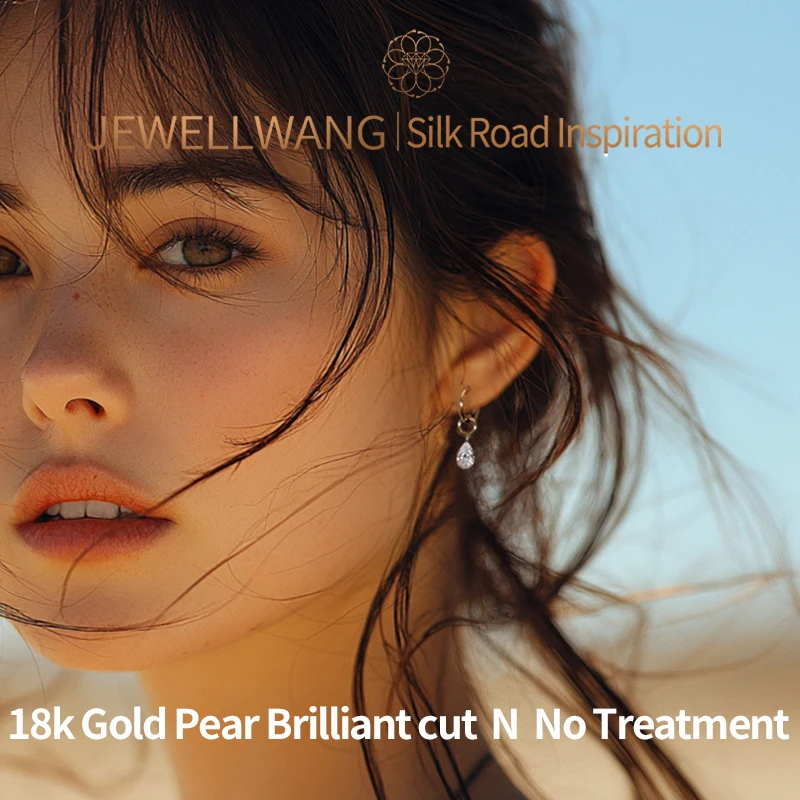 JEWELLWANG Floating Light Water Drop Suspended 30pts LabGrown Diamond Earrings Real Cultured Bridal Diamond Fine Jewelry Fashion