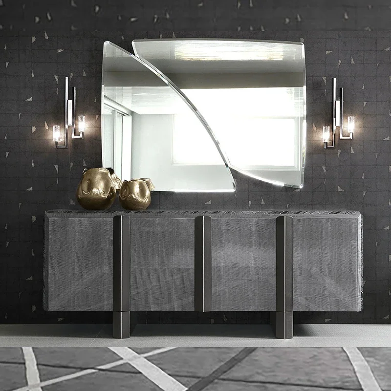 Light luxury marble sideboard high cabinet floor-to-ceiling household locker stainless steel furniture Italian locker