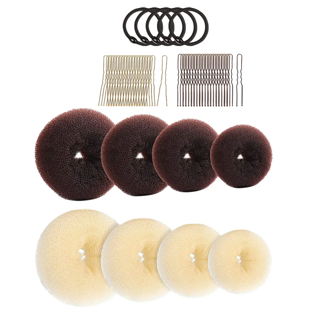 

Hair Bun Maker Sponge Donut Styling Tool Women U shaped Pins Bobby Ties Hair Piece Accessories Easy Hairstyles Soft