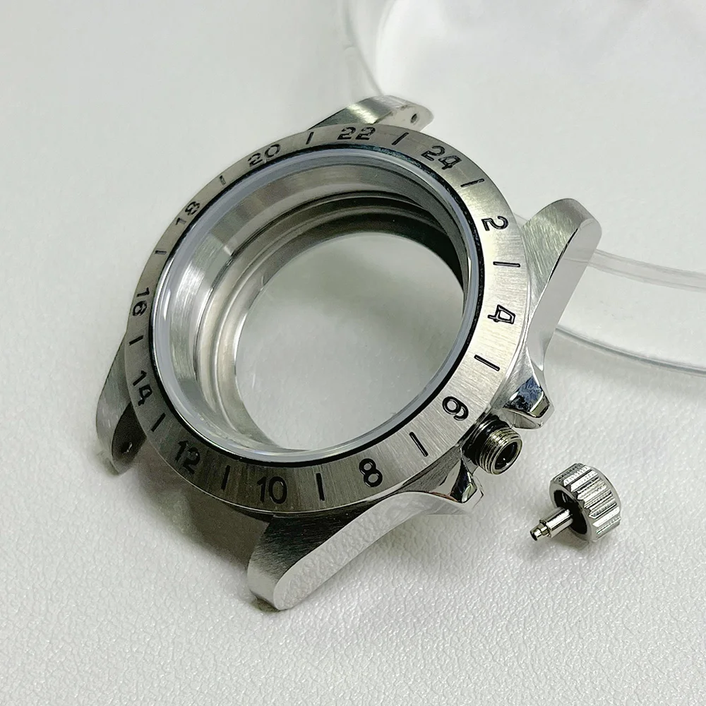 39 مللي متر حافظة اكسبلورر ساعة اكسسوارات الياقوت الزجاج الفولاذ المقاوم للصدأ اكسسوارات nh35 nh34 حركة 28.5 مللي متر الطلب