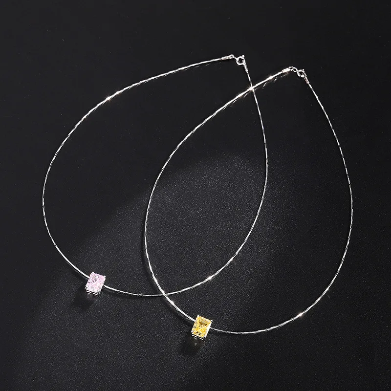 

New S925 Full Body Silver Live Hot Selling High Carbon Diamond Clavicle Chain Pendant Necklace Main Stone 8 * 10