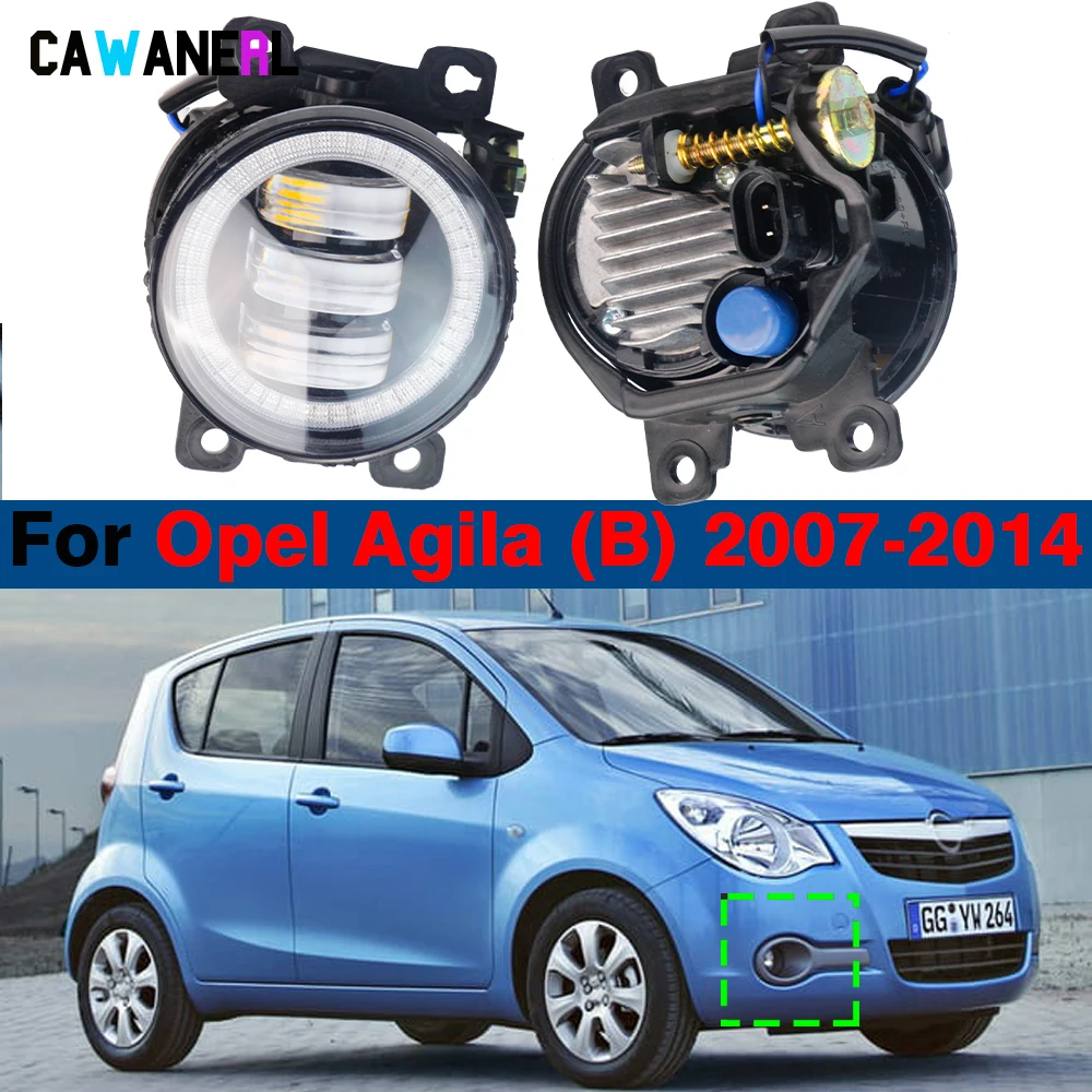 2 X Car H11 Angel Eye LED Fog Light Daytime Running Lamp DRL For Opel Vauxhall Agila (B) 2007 2008 2009 2010 2011 2012 2013 2014