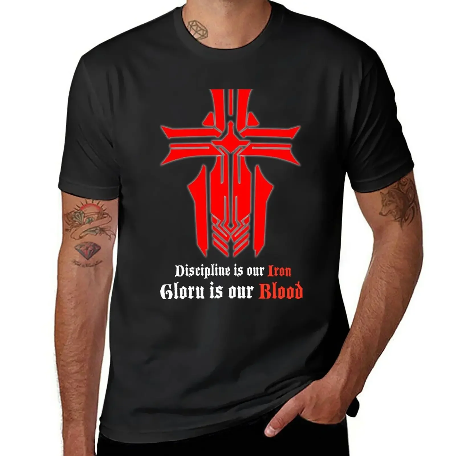 

Azur Lane - Iron Blood Logo with slogan Black T-Shirt plus sizes Short sleeve tee Aesthetic clothing mens funny t shirts