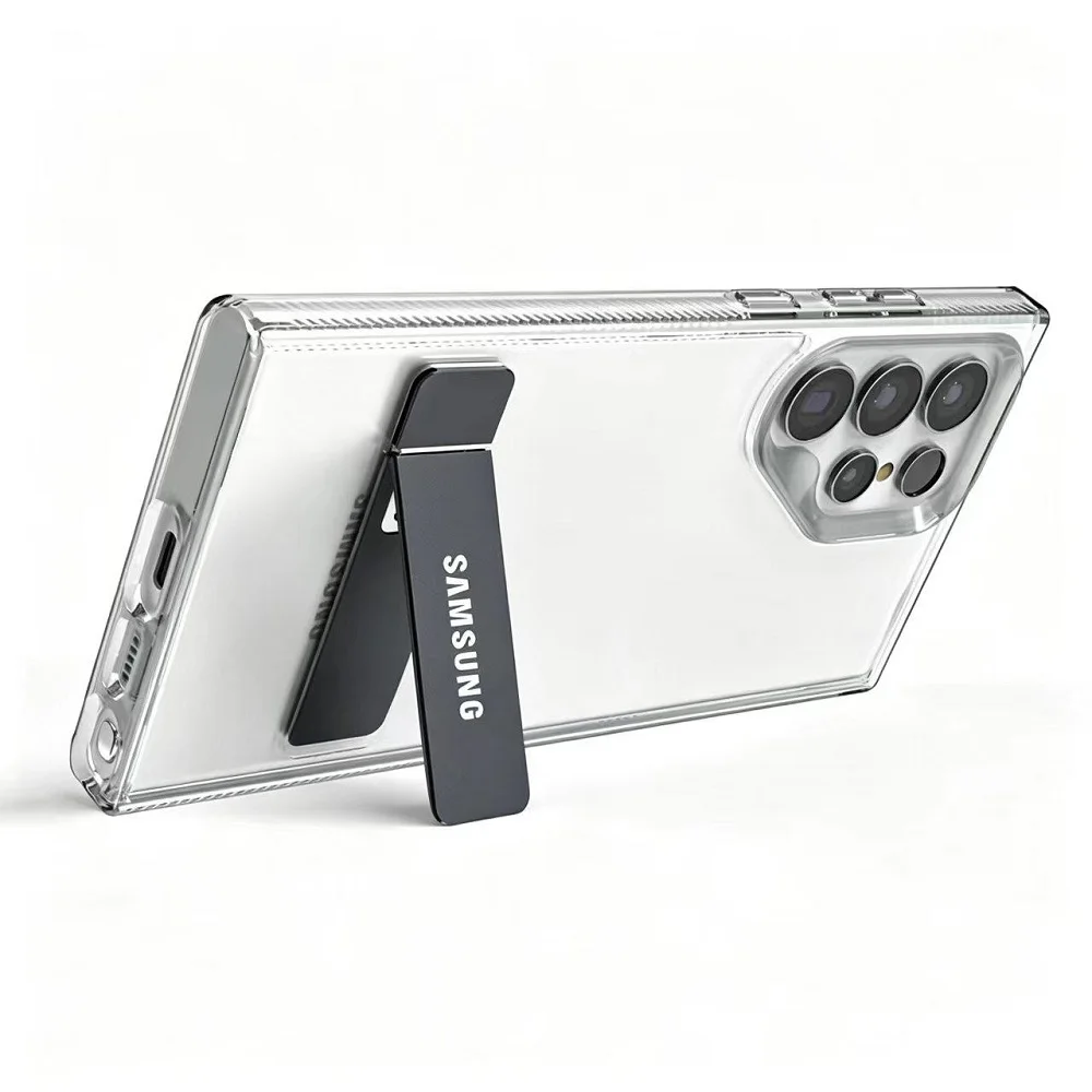 Metallhalter Hülle für Samsung S25 S24 S23 Ultra Plus Hülle Stand Transparente stoßfeste Abdeckung – Detail 3