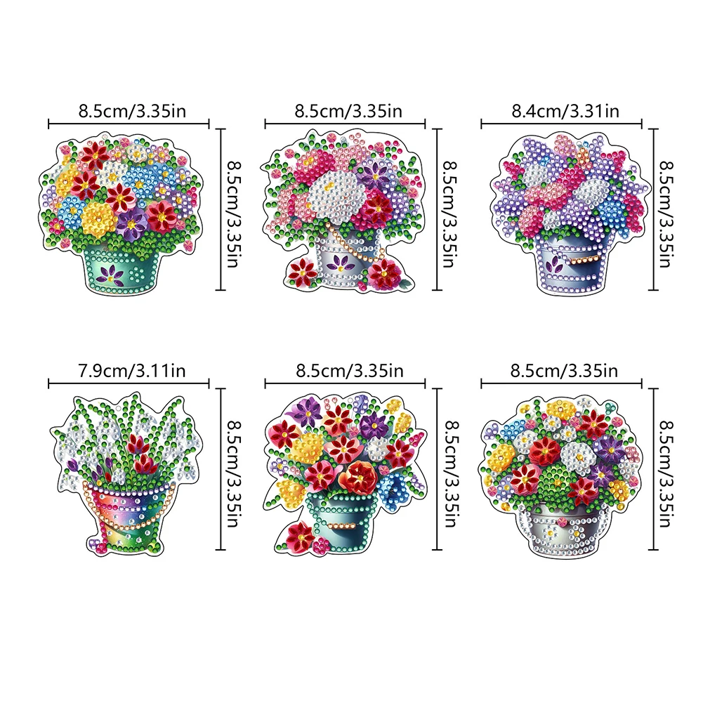 

6Pcs Double Sided Diamond Painting Keychains Kit Diamond Art Pendants Kits Diamond Key Rings Hanging Ornaments Mosaic Art Tools