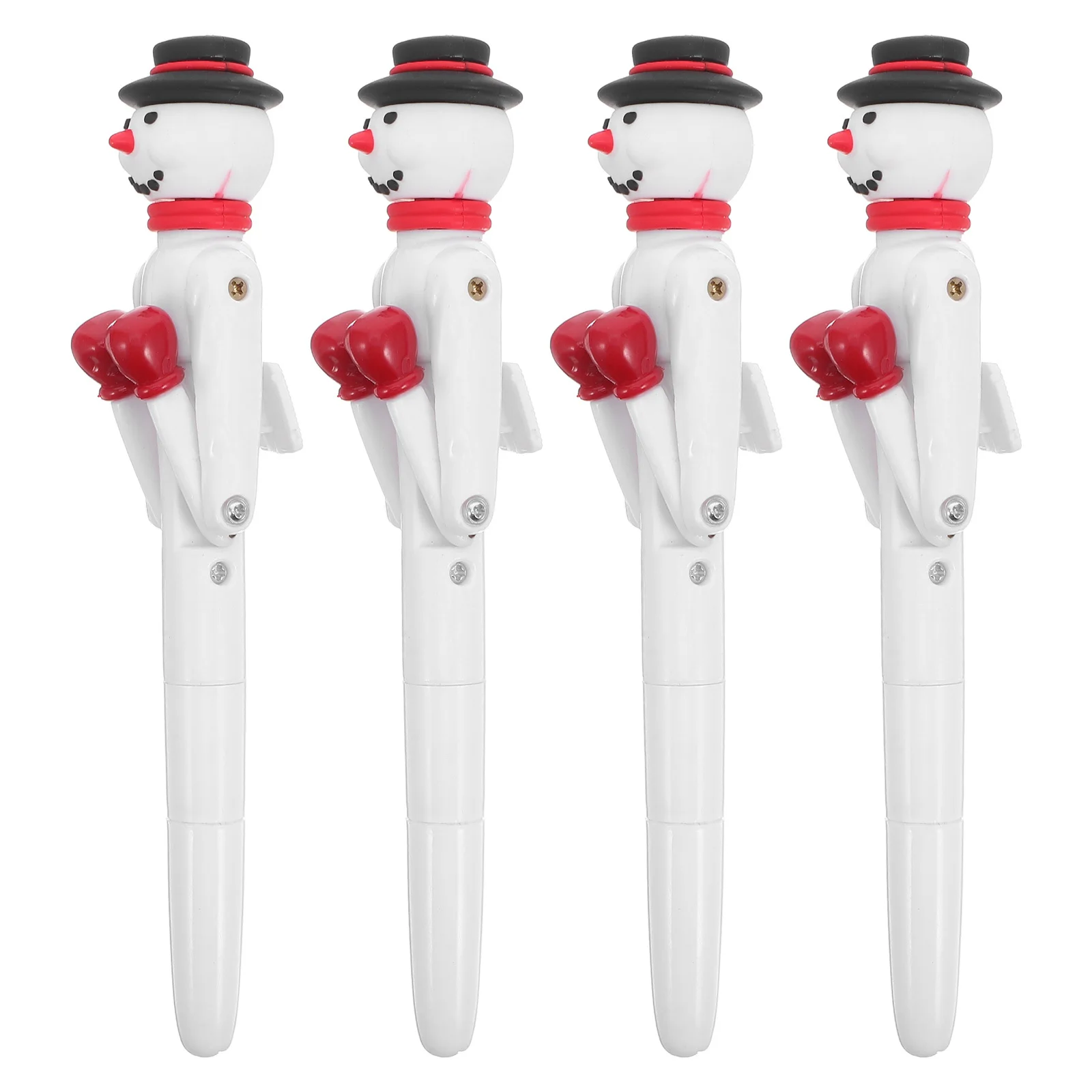 

4Pcs Funny Snowman Gel Pen Christmas Themed Ballpoint with Punching Arms Smooth Writing Decompression Tool for Holiday