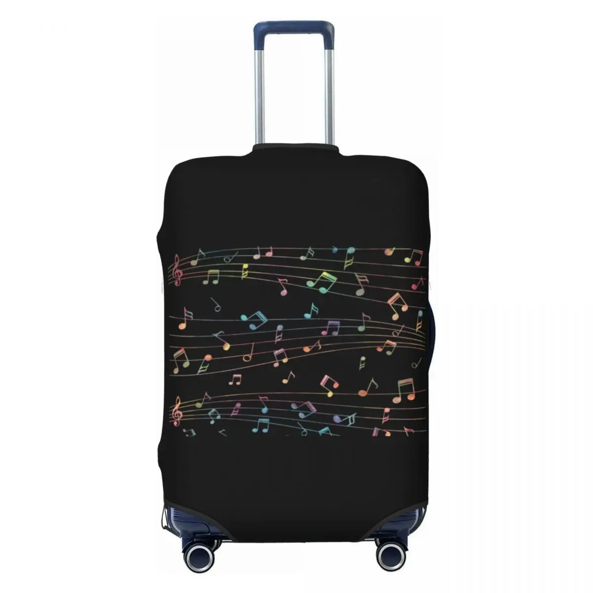 Custom Music Notes Colorful Luggage Cover Protector Funny Travel Suitcase Covers for 18-32 Inch