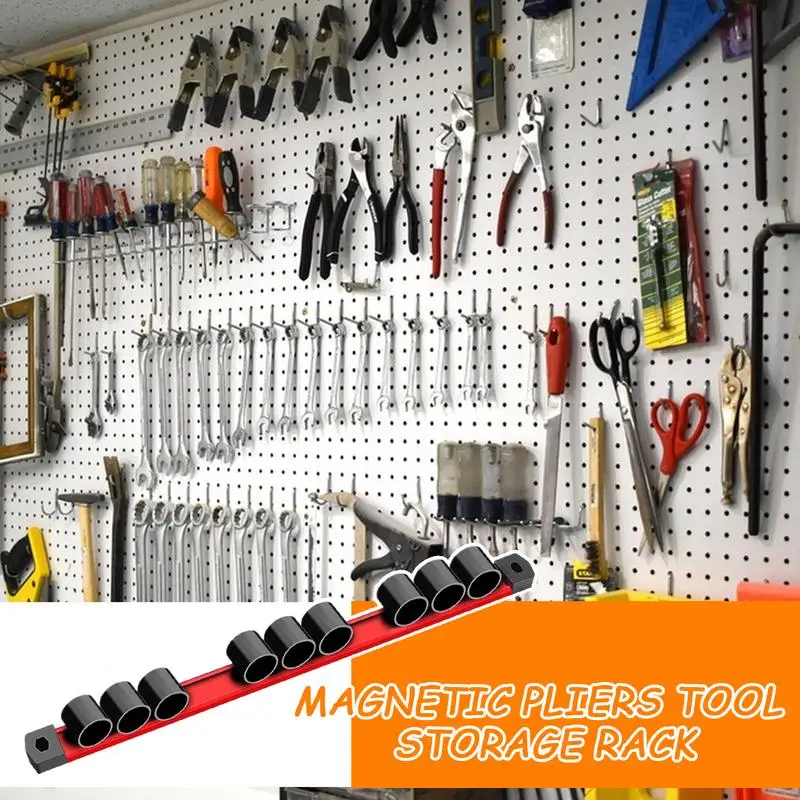 

Screwdriver Holder Magnetic Hardware Holder Magnet 9-Hole Rail Organizer Rack For Pliers Shears Workbench Garage Hand Tool