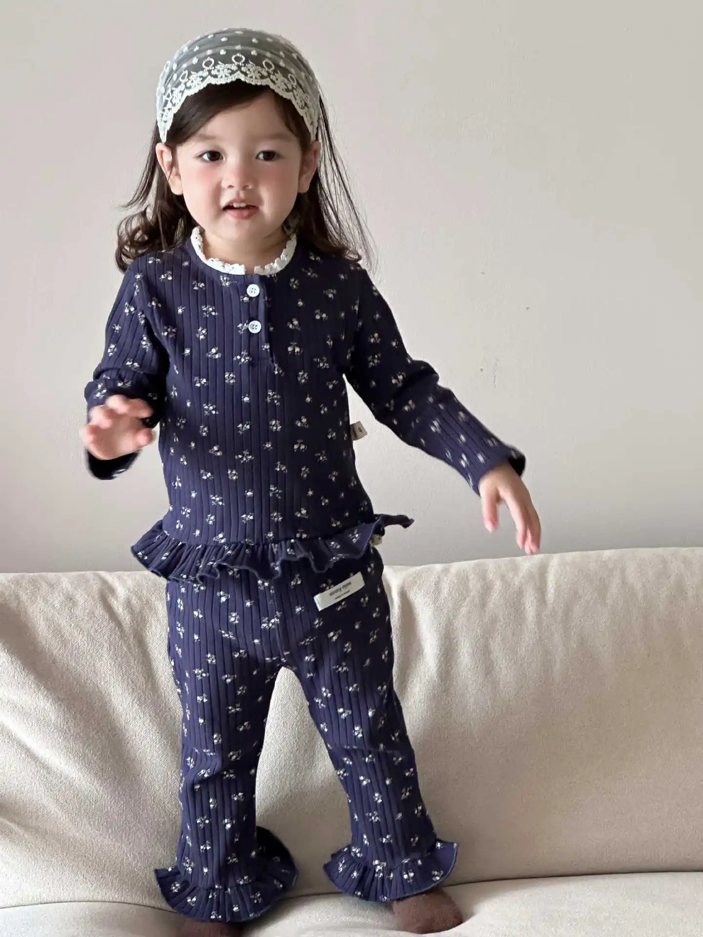 

2025 Autumn New Baby Girl Long Sleeve Clothes Set Infant Floral Pajamas 2pcs Suit Toddler Girl Cotton Tops + Pants Outfits