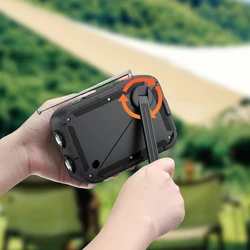 Hand Crank Charging Solar Charging Powerbank 5000mAh External Battery Power Bank for iPhone Huawei Xiaomi Battery Camping Light