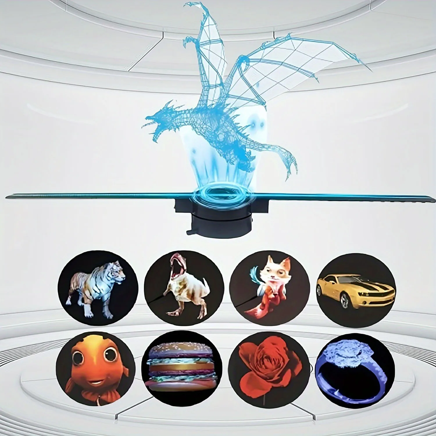 

16.5in 3D Holographic Projection Fan WIFI Mobile App Controls Advertising Display Llights Christmas Holographic Projector