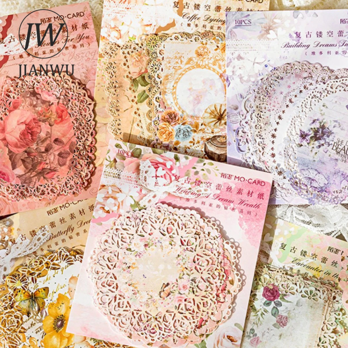 JIANWU Victoria Secret Series Vintage Lace Flower Border Landscaping Collage Material Paper Creative DIY Journal Stationery