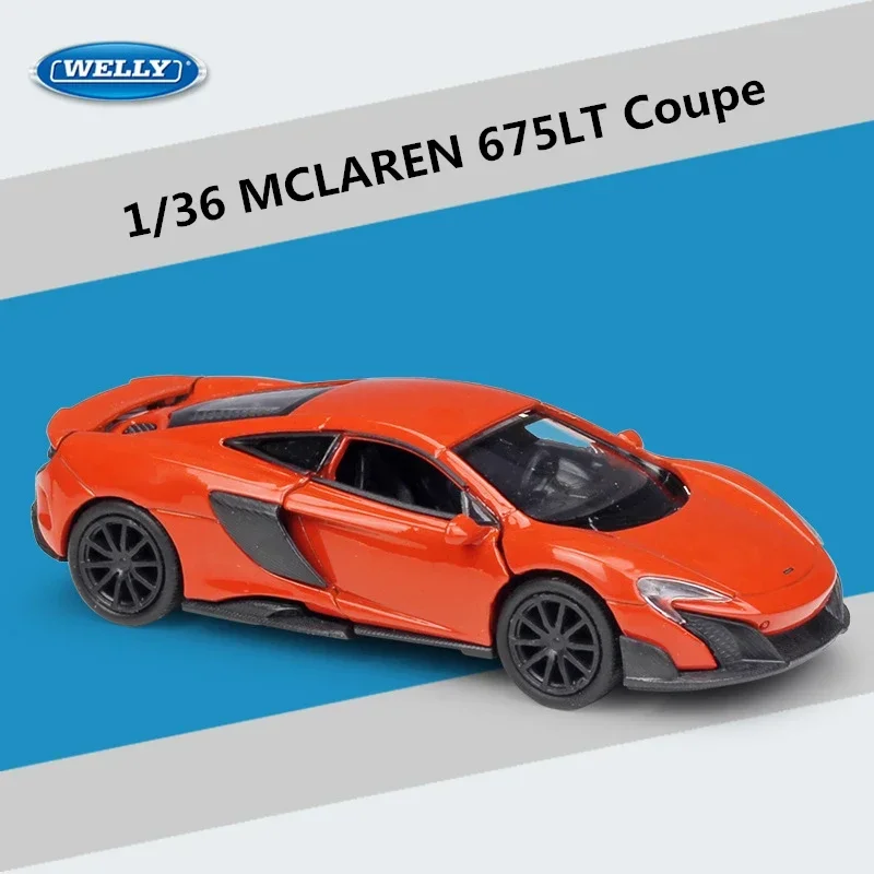 

WELLY 1:36 McLaren 675LT Coupe Sports Car Model Diecasts Metal Toy Vehicle Car Model High Simulation Collection Childrens Gifts