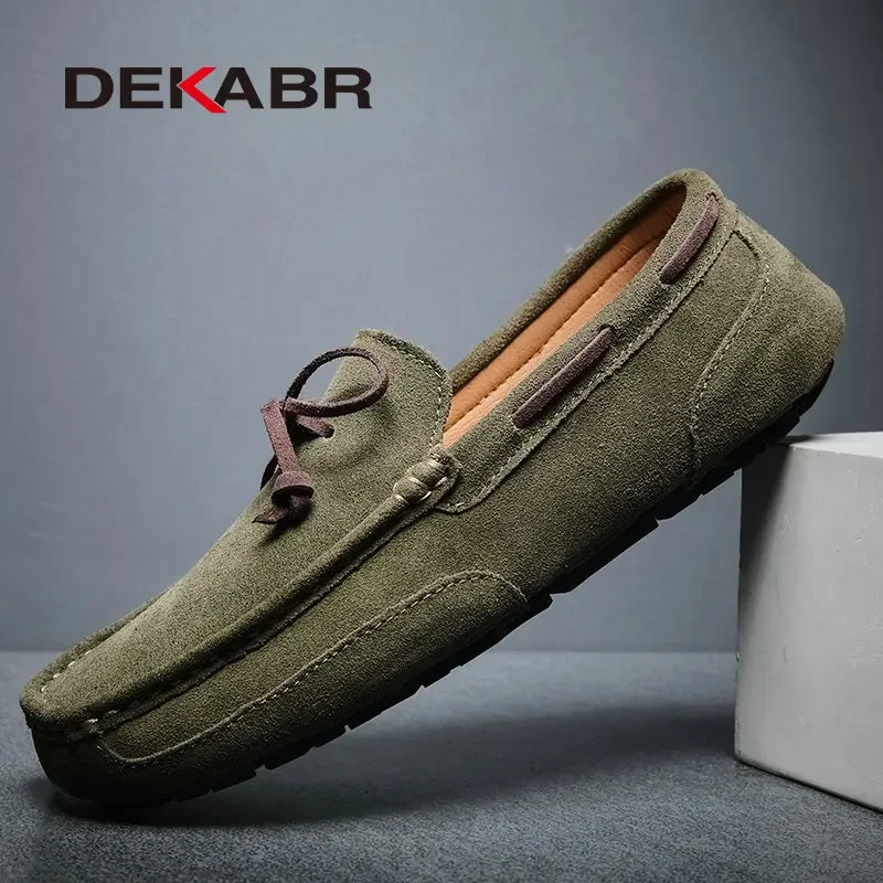 DEKABR Genuine Leather Men Shoes Luxury Brand Casual Slip On Formal Loafers Men Moccasins Male Driving Shoes Warm Loafers