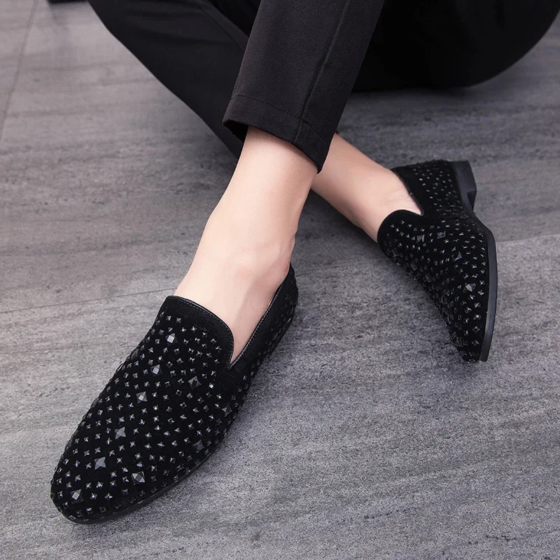 Men Loafers  Leather Shoes For Man slip on Dress Shoes Elegant Shoe Fashion Men\'s Flats club party shoes men Zapatos Hombre