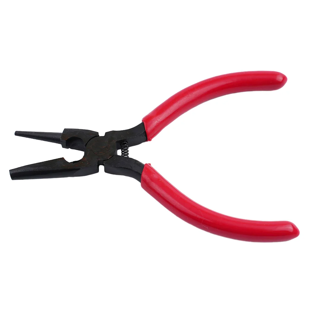 Essential Round Concave Pliers, Semi recessed and Semi round Nose Design, Suitable for Jewelry Making Red, Silver