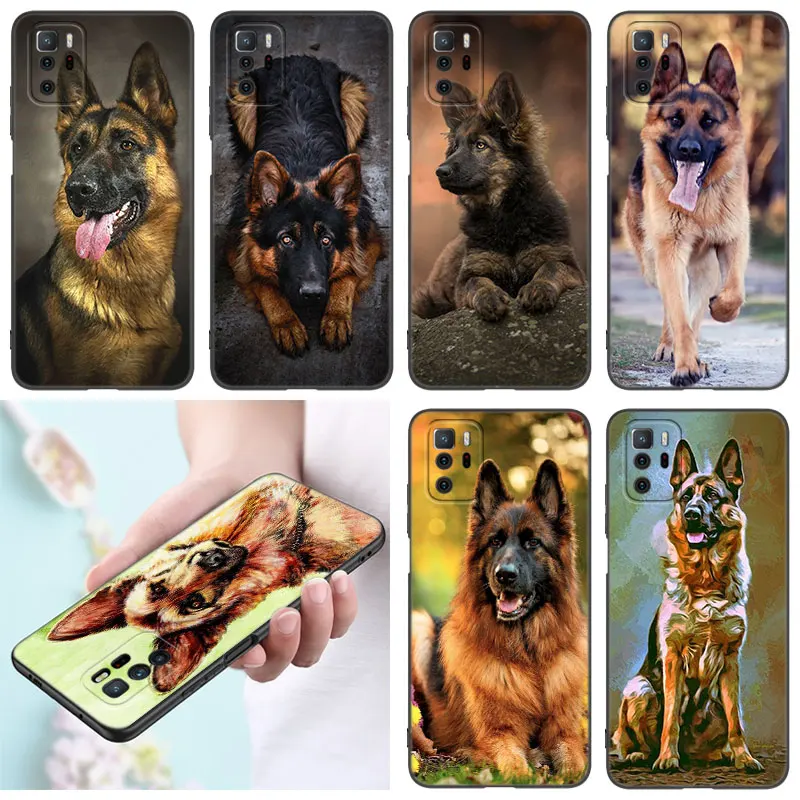 German Shepherd Dog Black Silicone Phone Case For Xiaomi Redmi Note 9 10 11 12 13 Pro Plus 11S 4G 11T 5G 9S 10S 12S