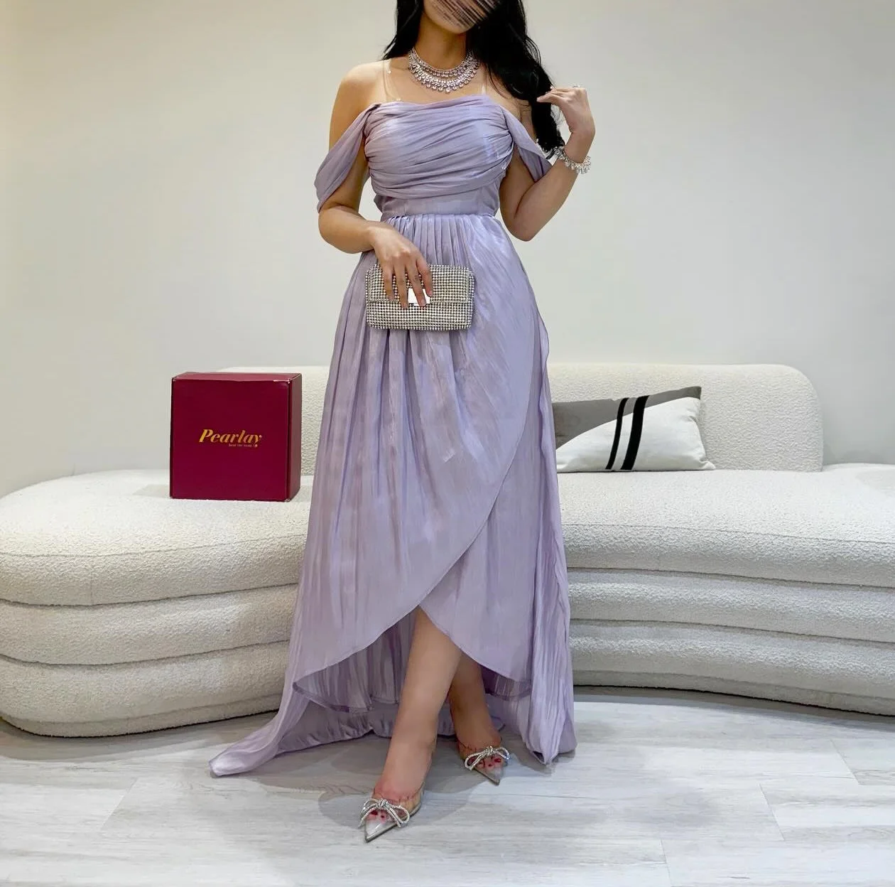 

Welove Purple Off Shoulder Sweet Beauty Bride Wedding Party Dress A-Line Photography Wedding Dresses for Women