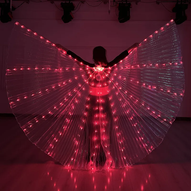 Ali di danza del ventre a LED Isis Ali di farfalla a LED colorate con bastoncini telescopici Spettacolo di costumi luminosi