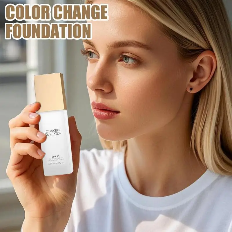 30ml 컬러 체인지 파운데이션 Spf 15 오일 컨트롤 방수 땀 방지 매트 모이스춰 라이징 페이스 메이크업 풀 커버리지 파운데이션