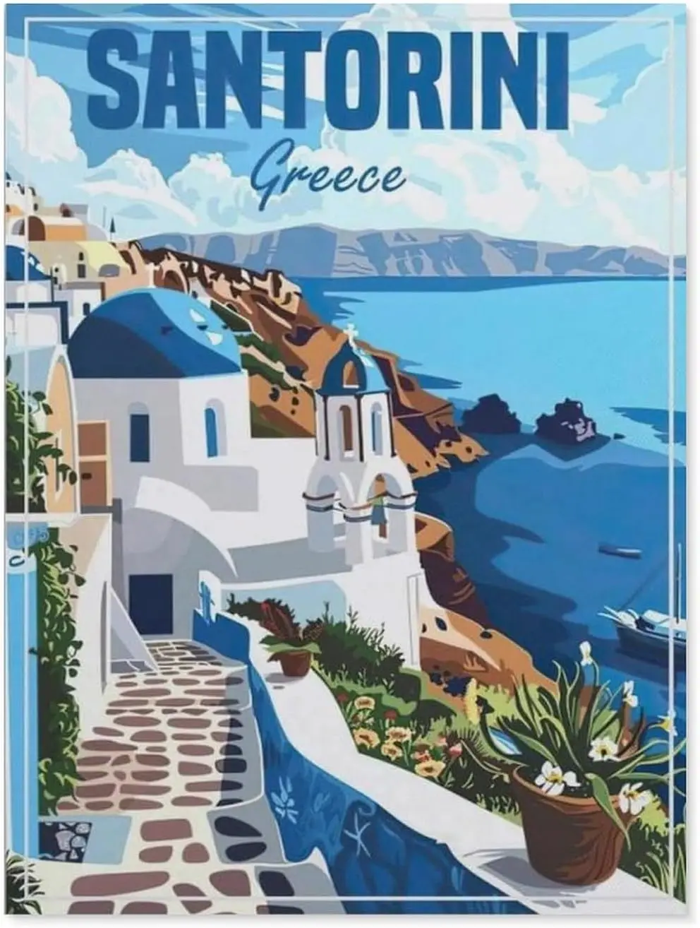 hdksyhsu Santorini Greece，Funny Poster Wall Art Decor Metal Sign Poster(30x40cm -AS96-aluminum
