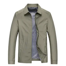 Autumn Men's Jacket Casual Fashion Middle-aged And Elderly Solid Color Lapel Coat Loose And Breathable Business Men's Clothing