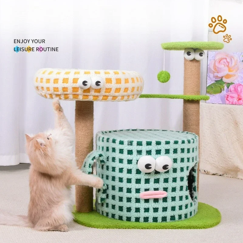 Factory Direct Compatible WithCute Cat Cup Cat Tower for Indoor Cat Tree Condo with Sisal Scratching Posts Cozy Hammock Fluffy S