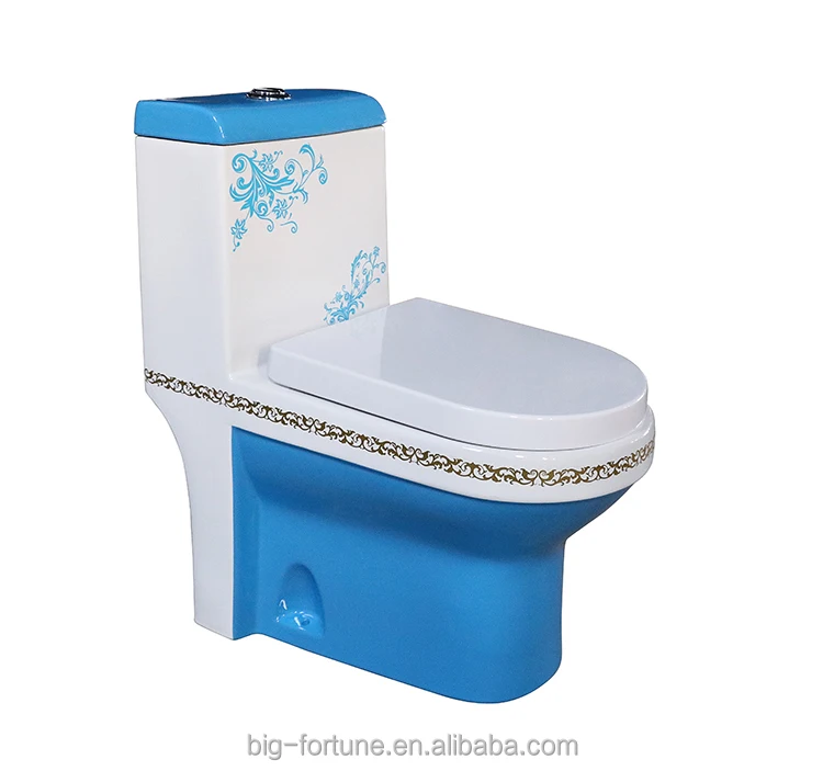 Dual Flush Water Blue Color Toilet Bowl
