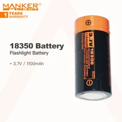 Manker-Batterie 18350 pour lampe de poche, 3.7V / 1100mAh