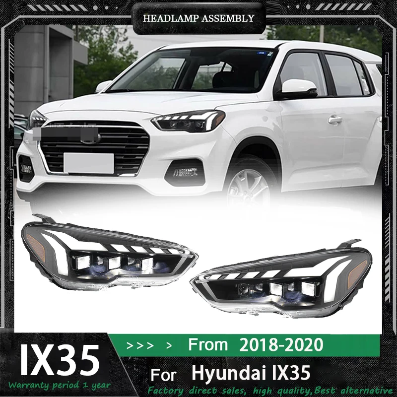 

Автомобильная светодиодная фара для Hyundai ix35 2018 2019-2020, обновленные передние лампы автомобиля, бифокальные линзы, аксессуары для динамических сигнальных ламп