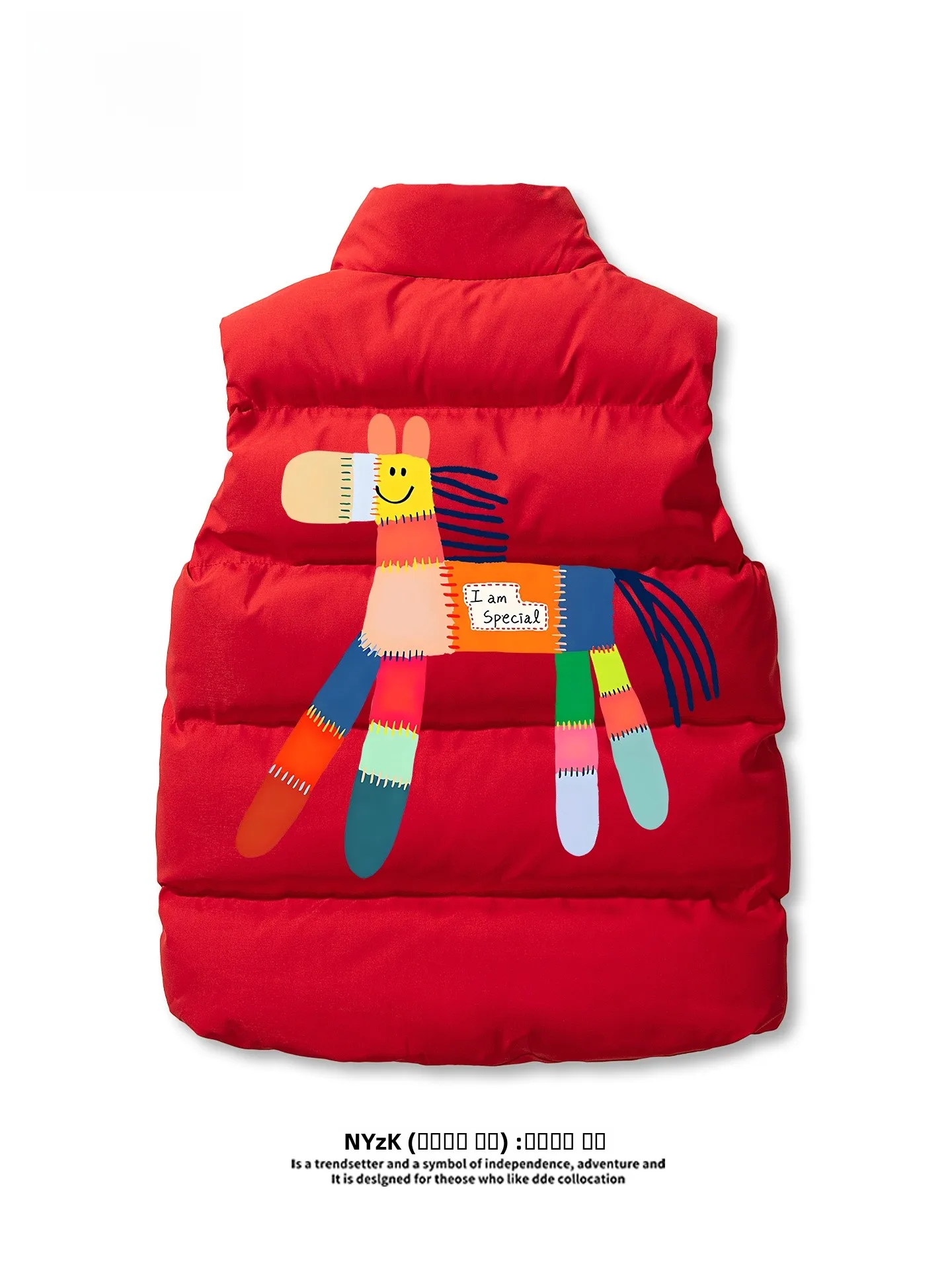 

Nyzk Red Year down Cotton Jaet Men's Warm Spor Vest Outerwear Thiened Polyester Nylon Cosite Fiber Zipper Deco...