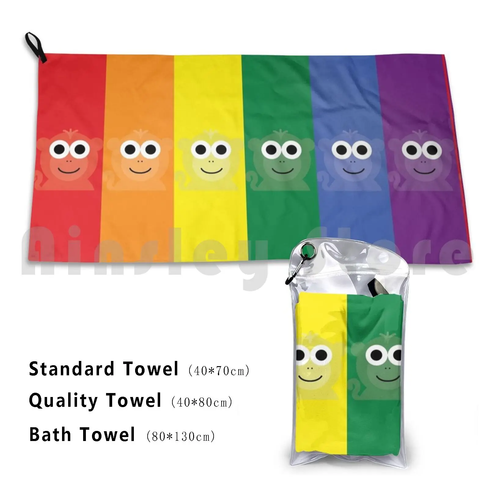 Rainbow Monkeys Celebrate Unity Bath Towel Beach Cushion Pride Bisexual Transsexual Queer