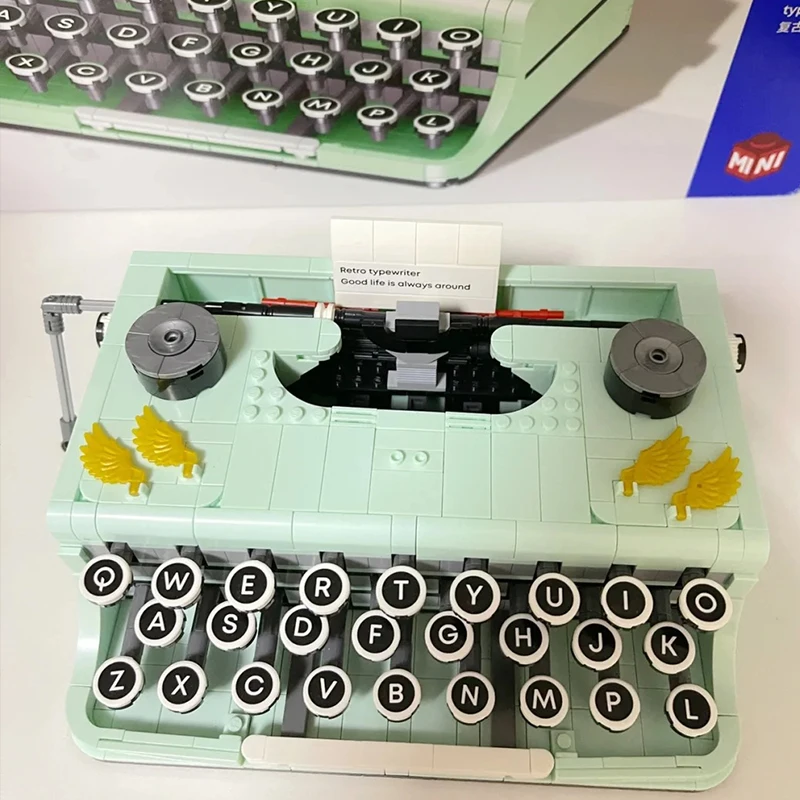 

Technical Expert Retro Printer Model Building Block Simulation Green Typewriter Assembly Bricks Toys Diy Set Gifts For Children