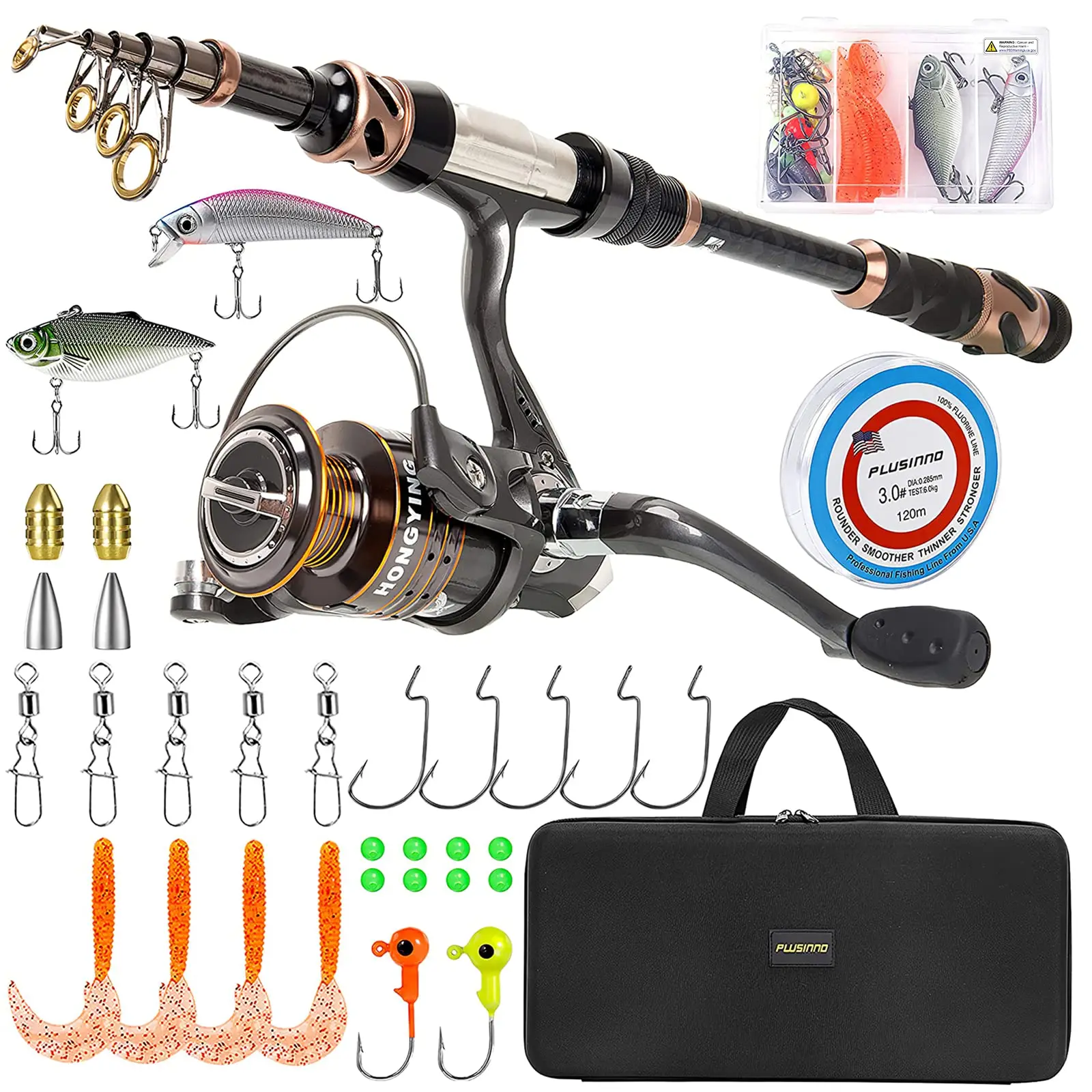 

Plusinno E5 Spinning Reel Fishing Rod Kit High Quality Ultra Light Telescopic Fishing Reel Combo Set