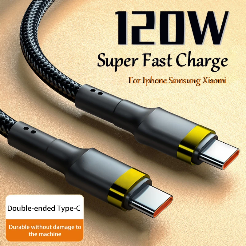 PD 120W Super Fast Charging For Samsung S24 USB C TO USB Type C Cable For iPhone 16 15 Pro Max Xiaomi 14 Quick Fast Charger NEW