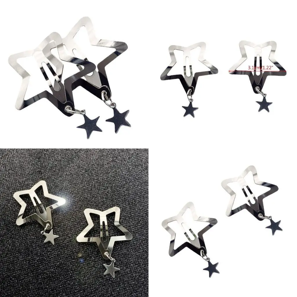 

652F 10pcs/5pairs Hair Clip for Hot Girls Star Hair Barrettes Metallic Shining Ponytail Hair Barrettes for Teens Girls