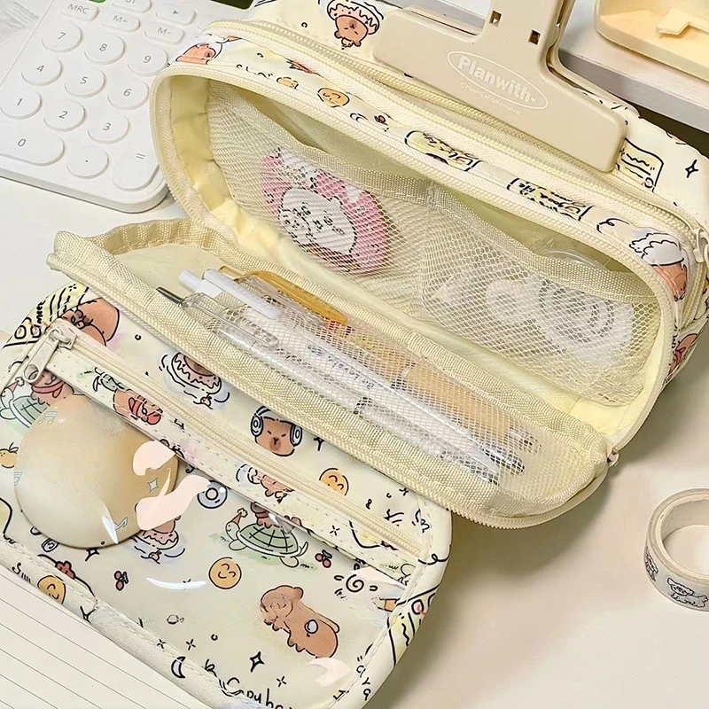 かわいい漫画鉛筆ケース学生漫画アニメクリエイティブ鉛筆バッグ大容量文具収納袋化粧品バッグ