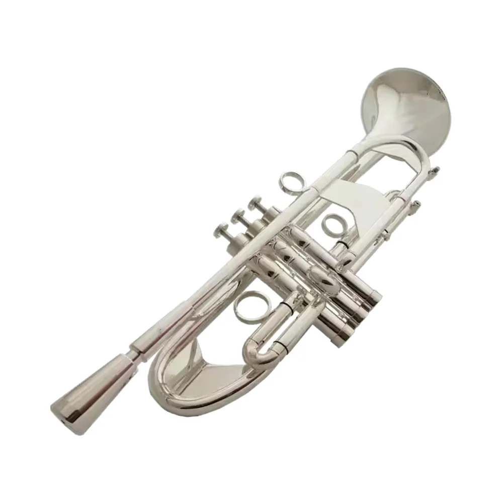 Professional B Flat Trumpet for Beginners Heavy Silver Plated Brass Instrument for Adult Band Learning to Play