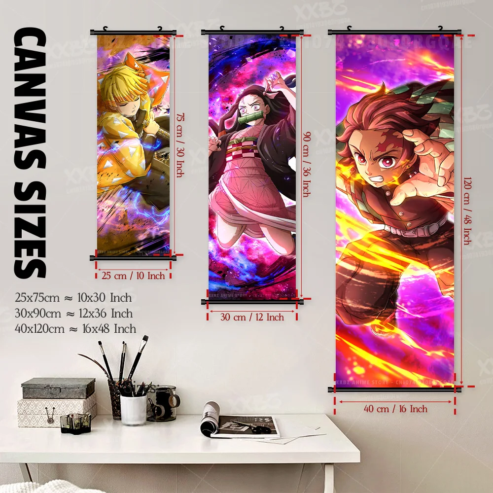 Scrolls Picture Posters Agatsuma Zenitsu Hanging Painting Wall Art HD Home Decor For Anime Role Demon Slayer:Kimetsu no Yaiba