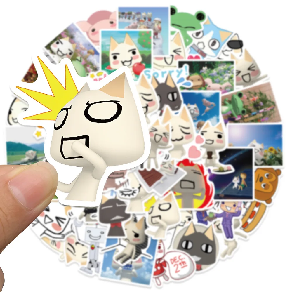 50Pcs Japanese  Cartoon Toro Cat Sticker Animals DIY Helmet Skateboard Laptop Motorcycle Graffiti Sticker Decals Kids Toy