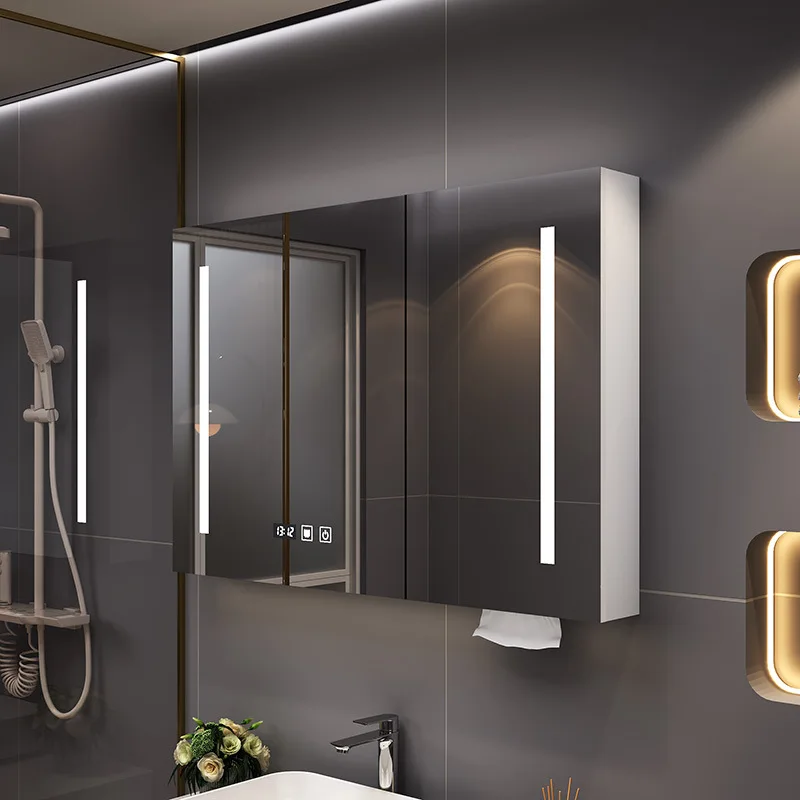 

Smart LED Wall Mounted Bathroom Mirror Cabinet Solid Wood Vanity Storage Anti Fog Touch Sensor Dimmable Acifluorfen Sodium