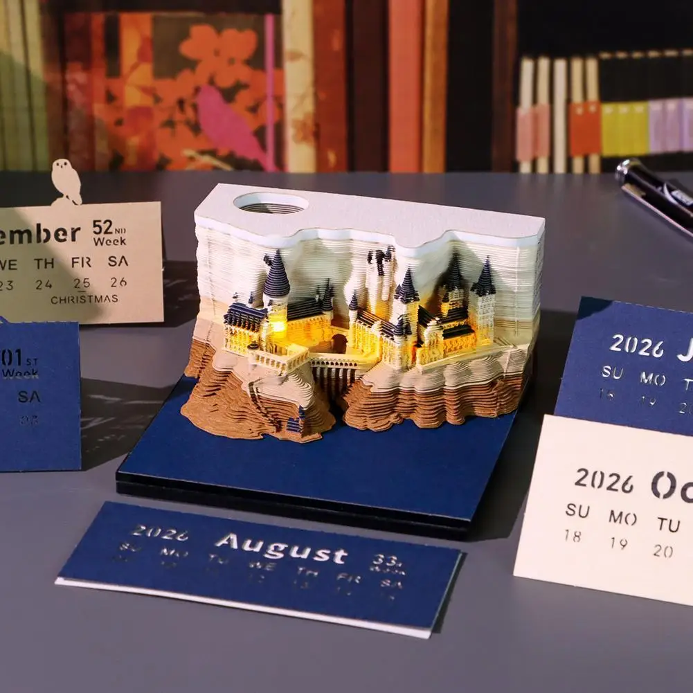 Creative Crafts Souvenirs Paper Carvings Memo Pad New Year Gifts Office Ornament 2026 Treehouse 3D Desktop Calendar Sticky Notes