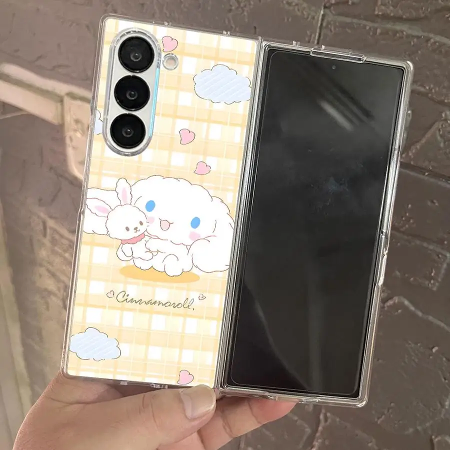 حافظة لهاتف سامسونج جالاكسي Z فولد 7 6 5 4 3 ZFold3 ZFold6 ZFold4 ZFold5 ZFold7 غطاء هاتف ناعم شفاف سانريو شيري هالو #4